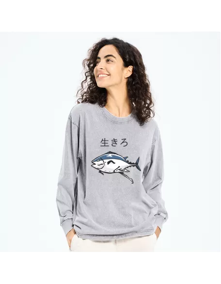Running Fish Washed Long Sleeve T-Shirt