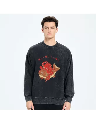 Octopus And Koi Dance Together Washed Sweatshirt