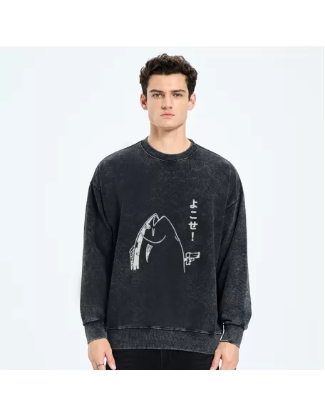 Fish Hold Up Gun Washed Sweatshirt