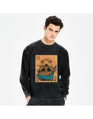 Opossum Eats Ramen Washed Long Sleeve T-Shirt