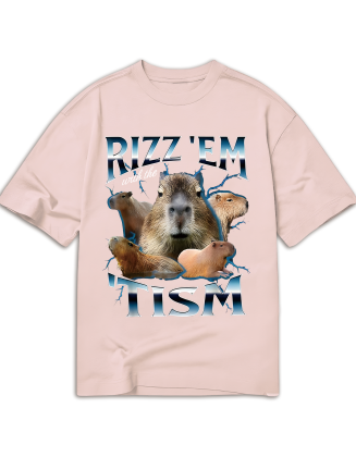 Rizz Em With The Tism Capybara Funny T-Shirt, Men's Stylish Cotton T-Shirt  Comfortable And Perfect For Everyday Casual Wear