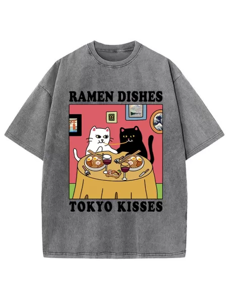 Ramen Dishes Tokyo Kisses Washed T-Shirt