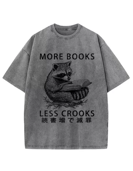 More Books Less Crooks Washed T-Shirt