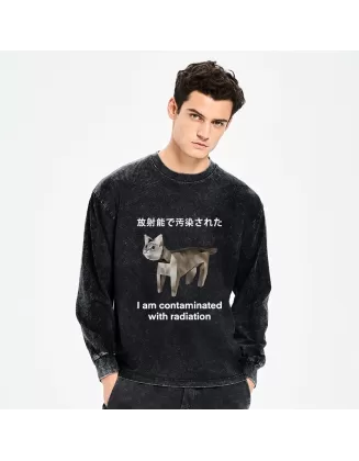 Cat Contaminated By Radiation Washed Long Sleeve T-Shirt