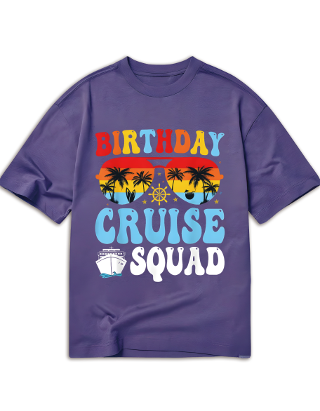 Men's Birthday Cruise Squad 2025 T-Shirt - Vibrant Geometric Design, 100% Cotton, Casual Round Neck Short Sleeve Tee, Perfect for Summer Parties & Celebrations, Sizes S-XXXL, Birthday Celebration Apparel | Tropical Theme Shirt | 100% Cotton