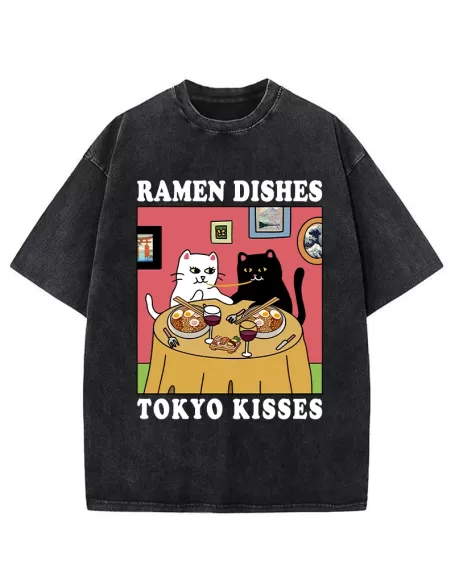 Ramen Dishes Tokyo Kisses Washed T-Shirt