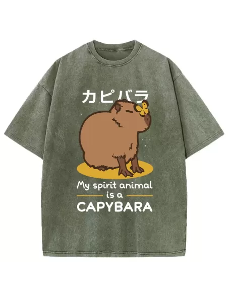 Spirit Animal Capybara Washed T-Shirt