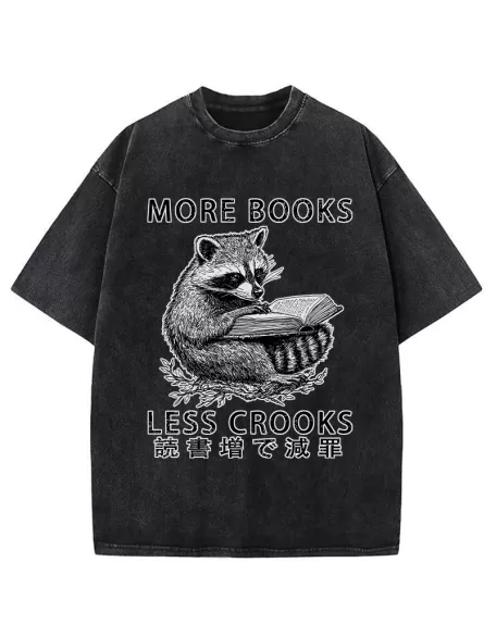 More Books Less Crooks Washed T-Shirt