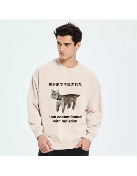Cat Contaminated By Radiation Washed Sweatshirt