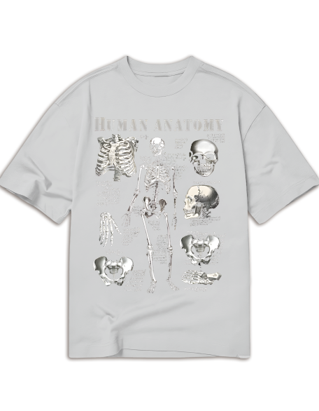 Goth Round Neck T-Shirt With Skeleton Skull Print, School