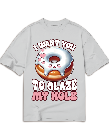 Fun I Want You To Glass Donut Prank Embarrassing Adult Humor T-Shirt, Oversized Short Sleeve Classic Heavy Cotton T Shirt Printed Graphic Tee Women's Casual Short-Sleeved Top