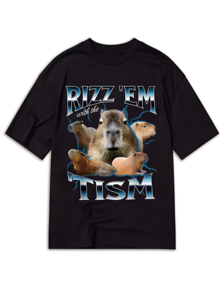 Rizz Em With The Tism Capybara Funny T-Shirt, Men's Stylish Cotton T-Shirt  Comfortable And Perfect For Everyday Casual Wear