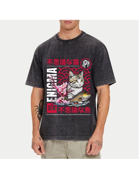 Magic Of Cats Sakura Washed T-Shirt