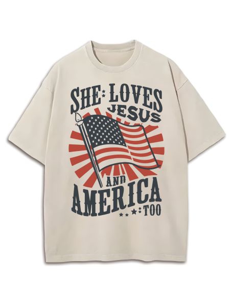 FREE Loves Jesus and America Too Tee Washed T-Shirt