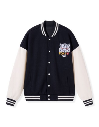 A Cat That Hates Work Embroidery Varsity Jacket