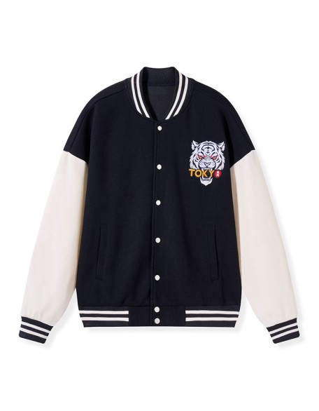 A Cat That Hates Work Embroidery Varsity Jacket