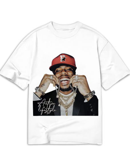 Street Life Men's Portrait Printed Short Sleeve T-Shirt, Suitable For Daily Wear In Spring And Summer, School