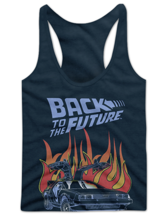 Ladies DeLorean Flames Back To The Future Racerback Tank Top