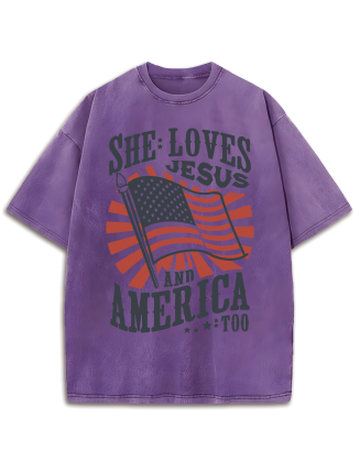 FREE Loves Jesus and America Too Tee Washed T-Shirt