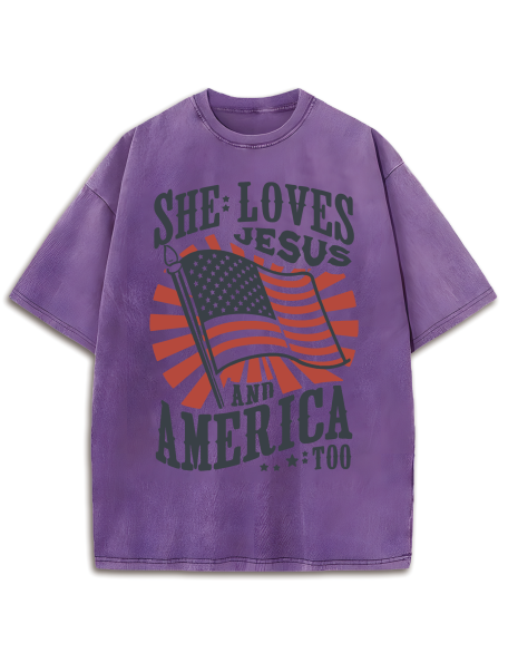 FREE Loves Jesus and America Too Tee Washed T-Shirt