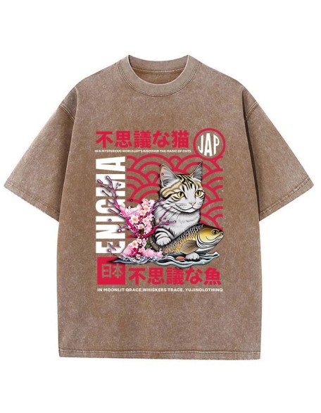 Magic Of Cats Sakura Washed T-Shirt