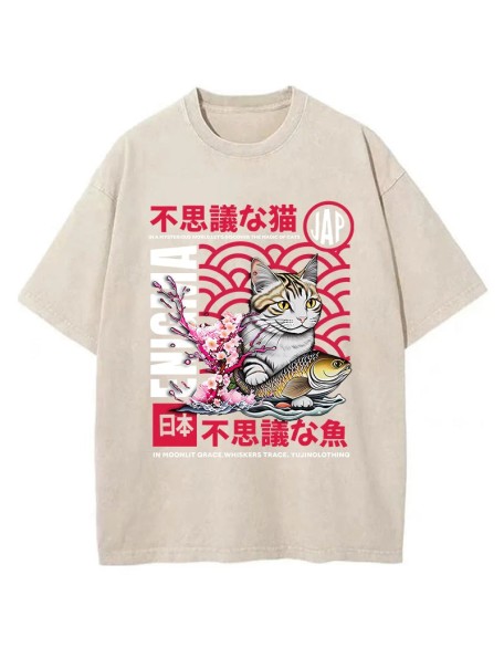 Magic Of Cats Sakura Washed T-Shirt