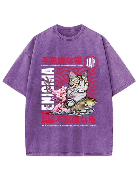 Magic Of Cats Sakura Washed T-Shirt
