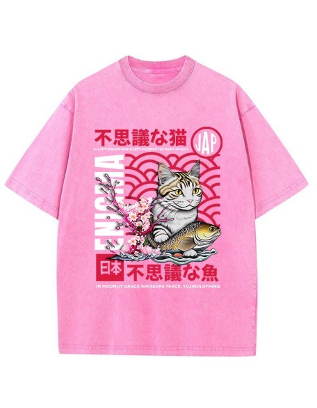 Magic Of Cats Sakura Washed T-Shirt
