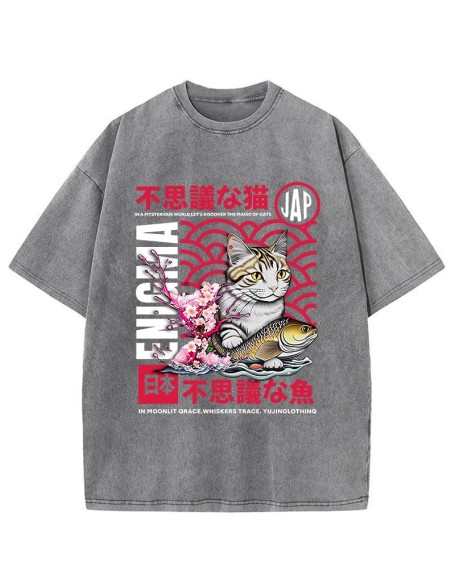 Magic Of Cats Sakura Washed T-Shirt