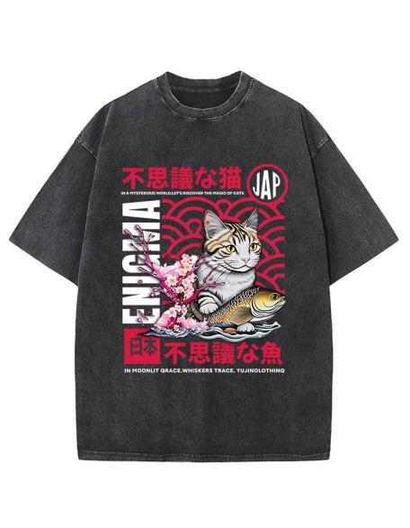 Magic Of Cats Sakura Washed T-Shirt