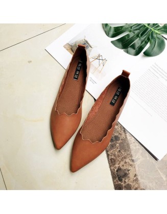 Soft Shallow Mouth Pointed Toe Slip On Casual Flats Shoes