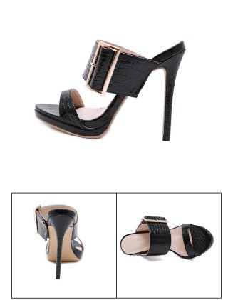 Fashion Gladiator  PU Women Thin High Heels Sandals Slip-On