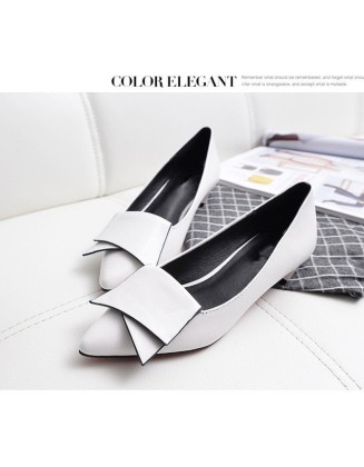 pointed toe Cowhide Leather Flat Shoes