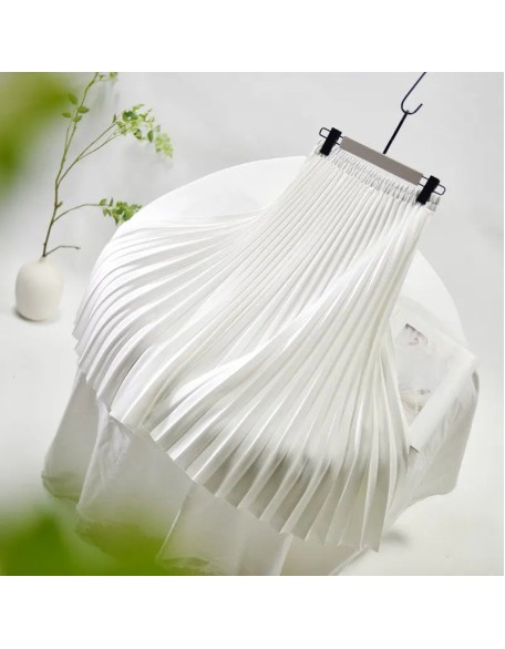 Vintage Pleated Midi Solid Skirt Fashion High Waist