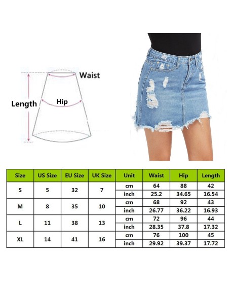 Basic Pocket Blue Ripped Casual Mini Denim Skirt