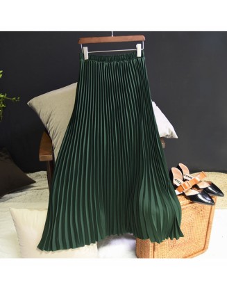Casual Chiffon Flared High Waist Long Skirts