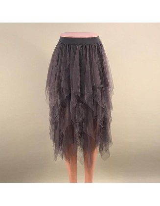 Fashion Elastic High Waist Pleated Long Midi Skirt