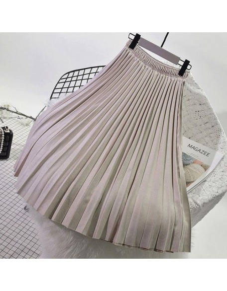 Elegant Suede Pleated Midi Skirt