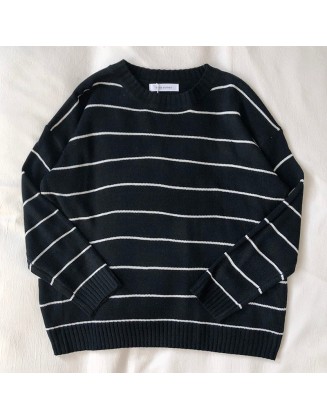Pullover Loose Casual Stripe Oversize Knitted Sweater