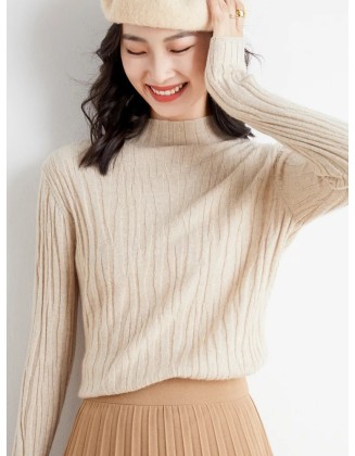 Women Sweater Turtleneck Long Sleeve Pullover Casual Vintage Basic