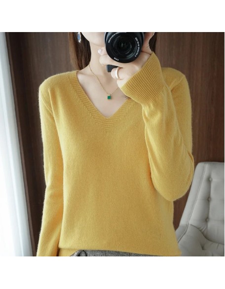 V-neck Pullover Lace Neck Hollow Out Design Casual Long Sleeve Sweater
