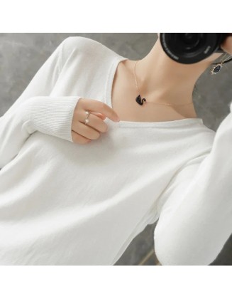 V-neck Knitted Pullovers Loose Bottoming Shirt Fashion Jumper Sweater