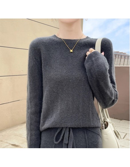 Autumn sweater women's O-neck pullover knit shirt top