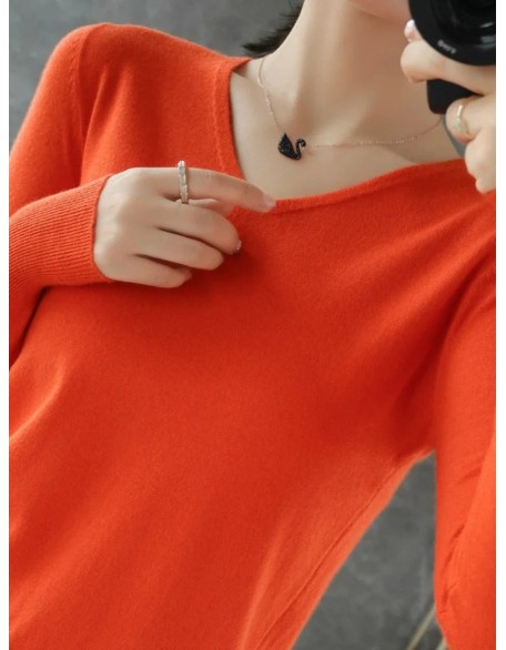 V-neck Knitted Pullovers Loose Bottoming Shirt Fashion Jumper Sweater