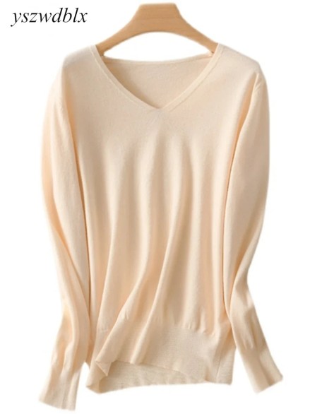V-neck Knitted Pullovers Loose Bottoming Shirt Fashion Jumper Sweater