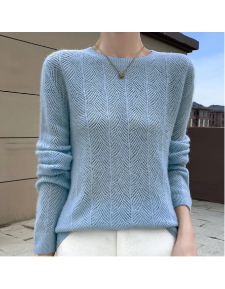 Autumn sweater women's O-neck pullover knit shirt top