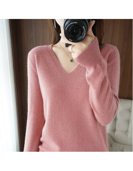 V-neck Pullover Lace Neck Hollow Out Design Casual Long Sleeve Sweater
