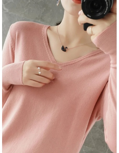 V-neck Knitted Pullovers Loose Bottoming Shirt Fashion Jumper Sweater