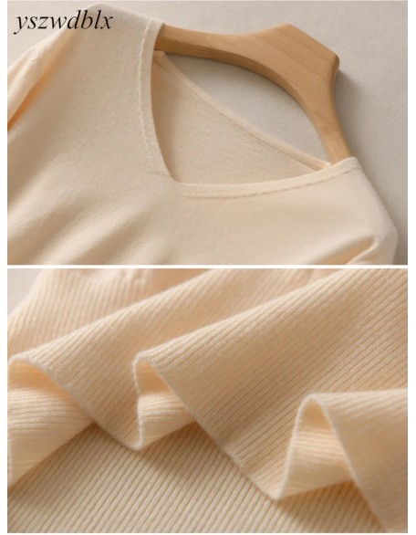 V-neck Knitted Pullovers Loose Bottoming Shirt Fashion Jumper Sweater
