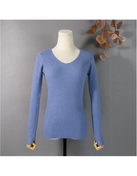 Pullover V-Neck Minimalist Bottoming Pink Tops Multi Colors